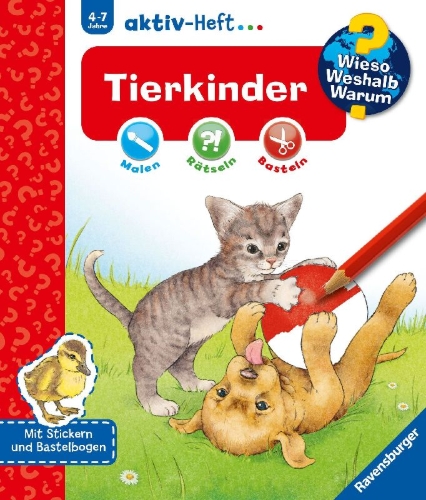 Buchcover und Innenansicht für das Buch: Wieso? Weshalb? Warum? aktiv-Heft: Tierkinder