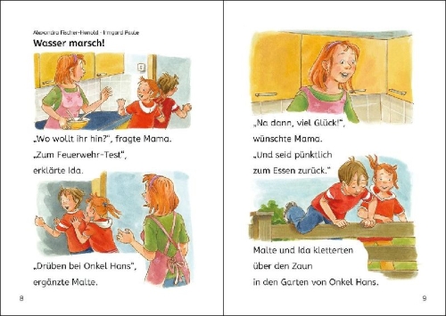 Buchcover und Innenansicht für das Buch: Die schönsten Leselöwen-Geschichten zum Lesenlernen - Polizei und Feuerwehr