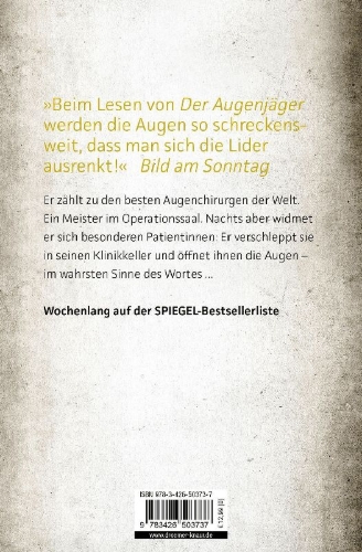 Buchcover und Innenansicht für das Buch: Der Augenjäger