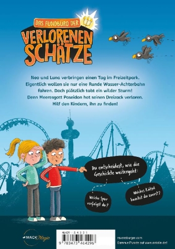 Buchcover und Innenansicht für das Buch: Das Fundbüro der verlorenen Schätze - Poseidons Dreizack
