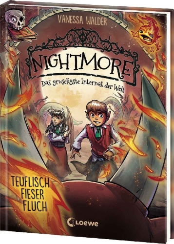Buchcover und Innenansicht für das Buch: Nightmore - Das gruseligste Internat der Welt (Band 3) - Teuflisch fieser Fluch