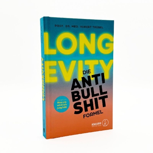 Buchcover und Innenansicht für das Buch: Longevity - Die Anti-Bullshit-Formel