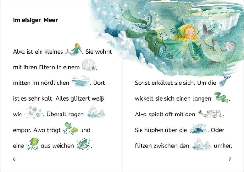 Buchcover und Innenansicht für das Buch: Bildermaus - Die Meermädchen und die Funkelperlen