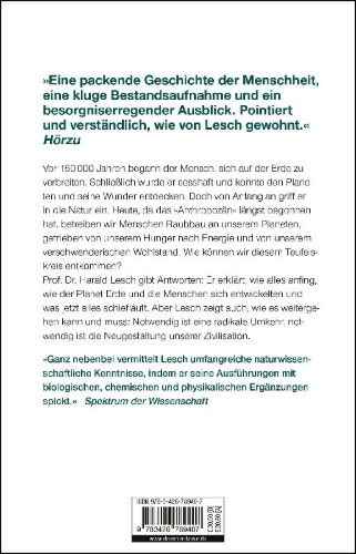 Buchcover und Innenansicht für das Buch: Die Menschheit schafft sich ab. Die Erde im Griff des Anthropozän