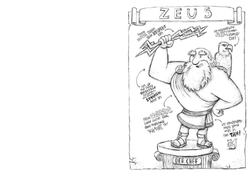 Buchcover und Innenansicht für das Buch: Ich, Zeus, und die Bande vom Olymp , Götter und Helden erzählen griechische Sagen