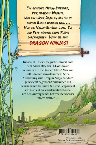 Buchcover und Innenansicht für das Buch: Dragon Ninjas, Band 1 - Der Drache der Berge