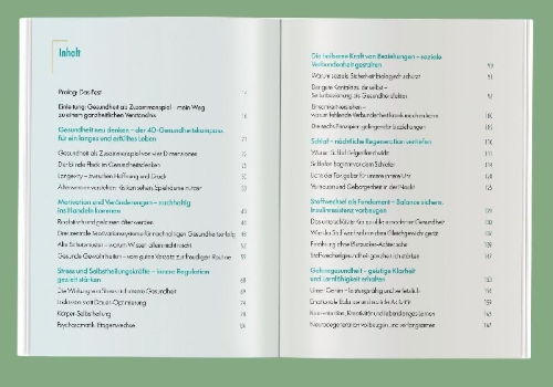 Buchcover und Innenansicht für das Buch: Endlich ganz gesund - dein Leben lang