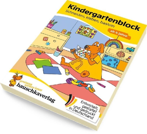 Buchcover und Innenansicht für das Buch: Kindergartenblock ab 4 Jahre - Schneiden, kleben, basteln