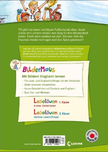 Buchcover und Innenansicht für das Buch: Bildermaus - Mit Bildern Englisch lernen - Fußballgeschichten - Football Stories