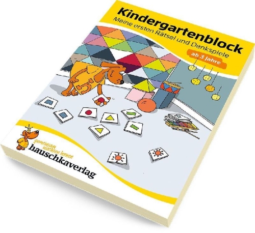 Buchcover und Innenansicht für das Buch: Kindergartenblock ab 3 Jahre - Meine ersten Rätsel und Denkspiele