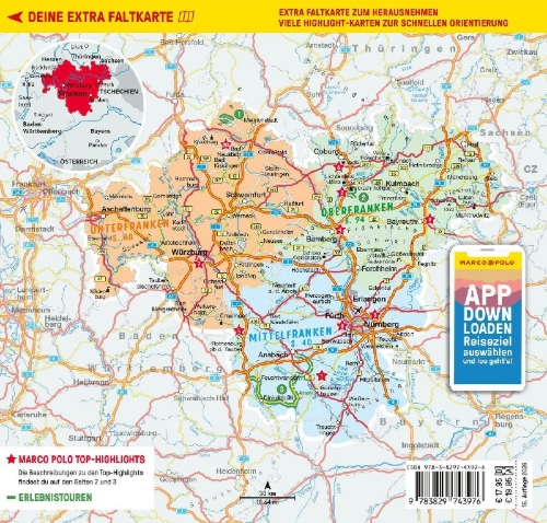 Buchcover und Innenansicht für das Buch: MARCO POLO Reiseführer Franken, Nürnberg, Würzburg, Bamberg