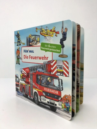 Buchcover und Innenansicht für das Buch: Hör mal (Soundbuch): Die Feuerwehr