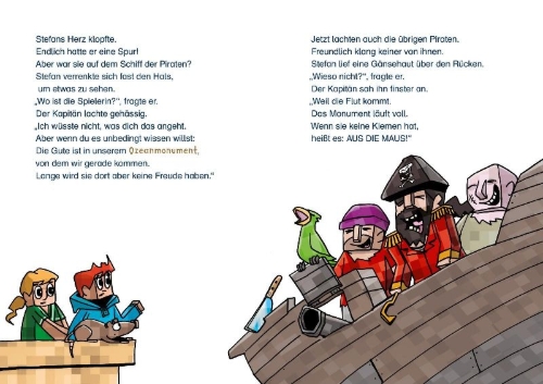 Buchcover und Innenansicht für das Buch: Lesenlernen mit Spaß - Minecraft 4: Ungeheuer - bis zum Untergang!