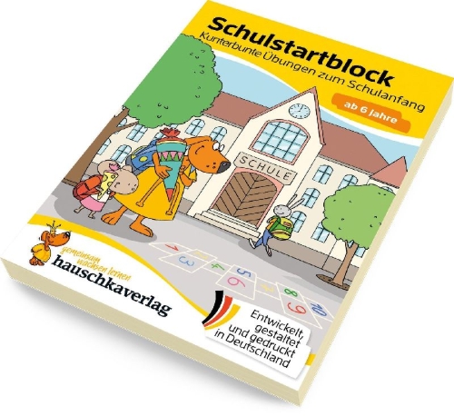 Buchcover und Innenansicht für das Buch: Schulstart-Block ab 6 Jahre - Kunterbunte Übungen zum Schulanfang