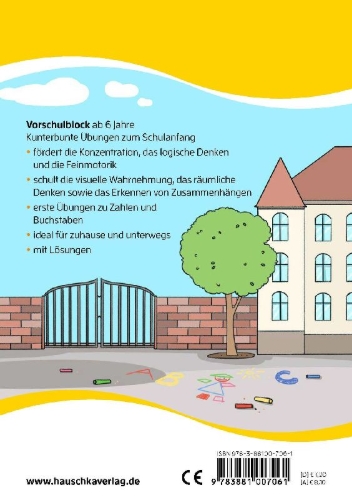 Buchcover und Innenansicht für das Buch: Schulstart-Block ab 6 Jahre - Kunterbunte Übungen zum Schulanfang