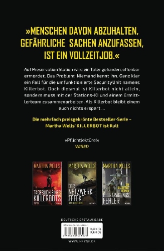 Buchcover und Innenansicht für das Buch: The Muderbot Diaries: Fugitive Telematary