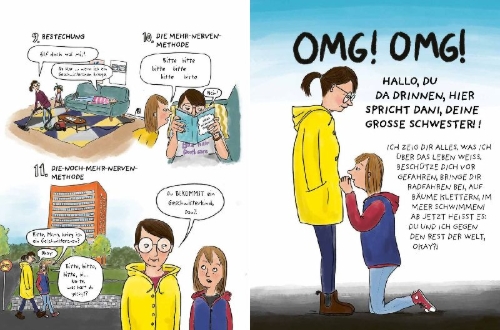 Buchcover und Innenansicht für das Buch: Världens Sämsta Syster