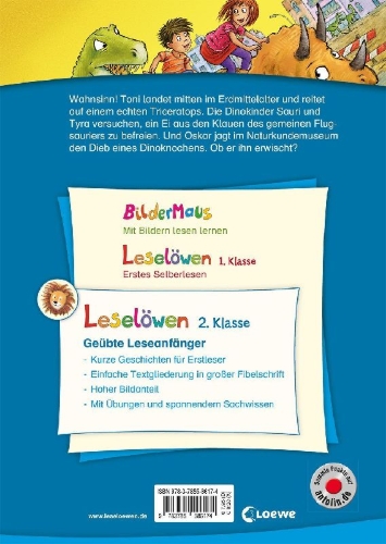 Buchcover und Innenansicht für das Buch: Leselöwen 2. Klasse - Dinosauriergeschichten