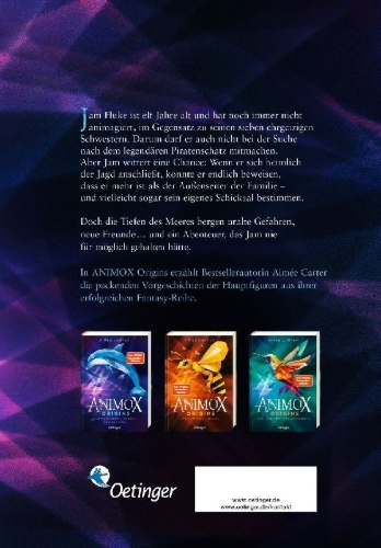 Buchcover und Innenansicht für das Buch: Animox Origins 1. Der verlorene Schatz der Delfine