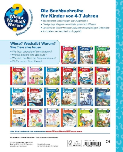 Buchcover und Innenansicht für das Buch: Wieso? Weshalb? Warum? Band 66 - Was Tiere alles bauen
