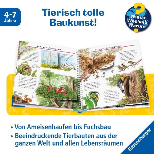 Buchcover und Innenansicht für das Buch: Wieso? Weshalb? Warum? Band 66 - Was Tiere alles bauen