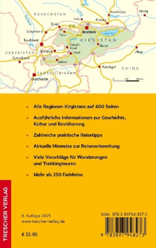 Buchcover und Innenansicht für das Buch: TRESCHER Reiseführer Kirgistan