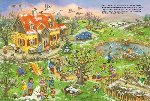 Buchcover und Innenansicht für das Buch: Mein großes buntes Natur-Wimmelbuch (Sammelband)