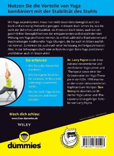 Buchcover und Innenansicht für das Buch: Yoga mit dem Stuhl für Dummies