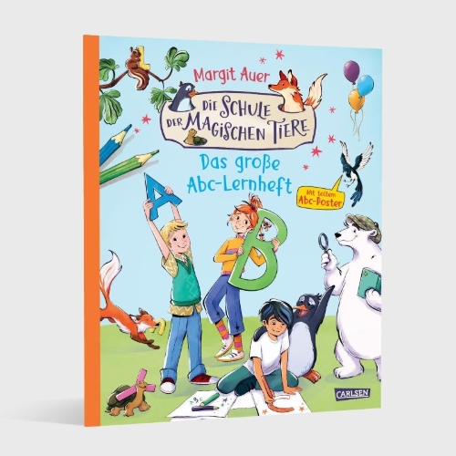 Buchcover und Innenansicht für das Buch: Die Schule der magischen Tiere Beschäftigung: Das große Abc-Lernheft
