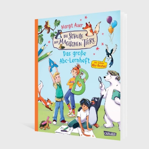 Buchcover und Innenansicht für das Buch: Die Schule der magischen Tiere Beschäftigung: Das große Abc-Lernheft