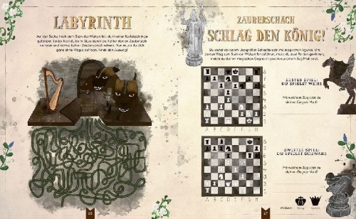 Buchcover und Innenansicht für das Buch: Das inoffizielle Film-Rätselbuch für Potter-Fans. Über 100 Rätsel, Quizfragen und Knobelaufgaben zu den Kino-Erfolgen