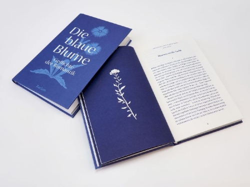 Buchcover und Innenansicht für das Buch: Die blaue Blume. Gedichte der Romantik