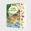 Buchcover und Innenansicht für das Buch: Mein lustiges Mitmach-Wimmelbuch: Tierfamilien