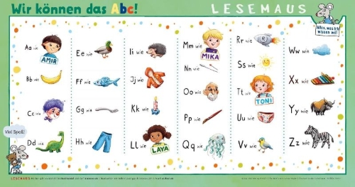 Buchcover und Innenansicht für das Buch: LESEMAUS 125: Wir können das! Die Buchstaben von A bis Z