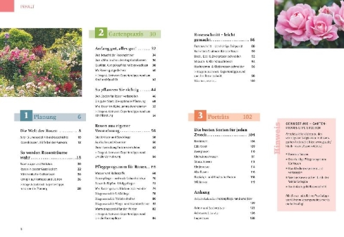 Buchcover und Innenansicht für das Buch: Rosen pflegen