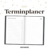Buchcover und Innenansicht für das Buch: Terminplaner Lederlook 2027 Schwarz