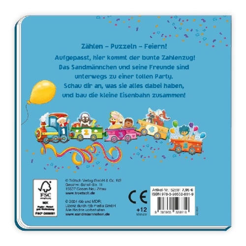 Buchcover und Innenansicht für das Buch: Trötsch Unser Sandmännchen Puzzlebuch Zahlenzug Puzzlebuch