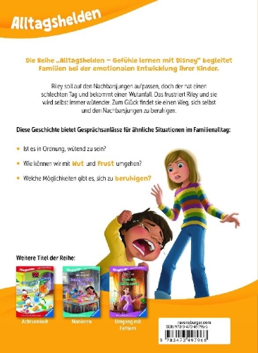 Buchcover und Innenansicht für das Buch: Alltagshelden - Gefühle lernen mit Disney: Disney / Pixar Alles steht Kopf - Wie Hitzköpfe cool bleiben. Über den Umgang mit Wut.