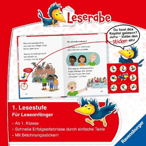 Buchcover und Innenansicht für das Buch: Leserabe 1. Lesestufe - Aufregung im Freizeitpark