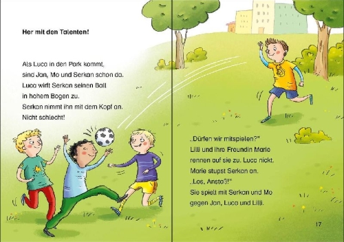Buchcover und Innenansicht für das Buch: Leselöwen 2. Klasse - Die besten Kicker der Welt