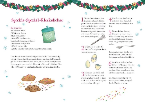 Buchcover und Innenansicht für das Buch: Spekulatius, der Weihnachtsdrache. Spekulatius und das Lebkuchenwunder