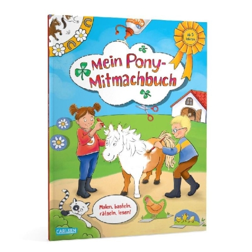 Buchcover und Innenansicht für das Buch: Mein Pony-Mitmachbuch
