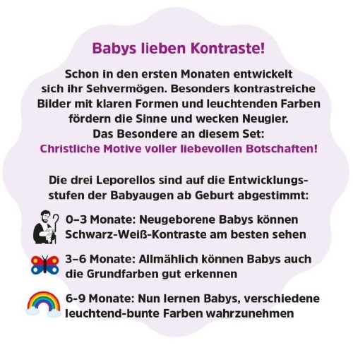 Buchcover und Innenansicht für das Buch: Erste christliche Kontrastbilder für Babyaugen - Schuber