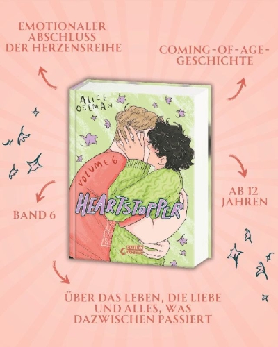 Buchcover und Innenansicht für das Buch: Heartstopper Volume 6 (deutsche Hardcover-Ausgabe)