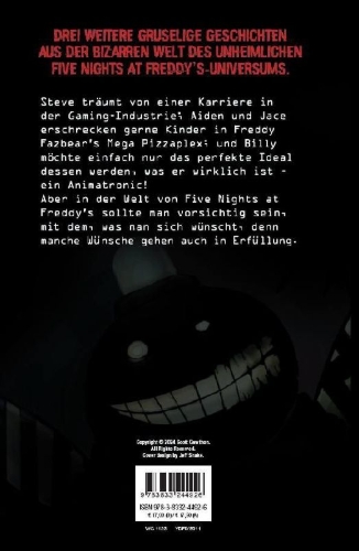 Buchcover und Innenansicht für das Buch: Five Nights at Freddy's: Tales from the Pizzaplex