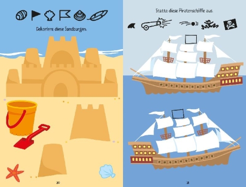 Buchcover und Innenansicht für das Buch: Das Spiel- und Spaßbuch für die Ferien