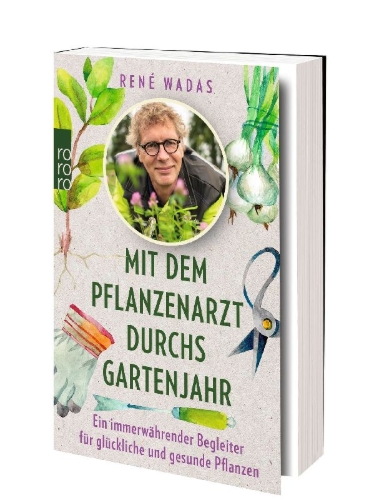 Buchcover und Innenansicht für das Buch: Mit dem Pflanzenarzt durchs Gartenjahr