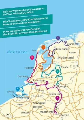 Buchcover und Innenansicht für das Buch: MARCO POLO Camper Guide Niederlande