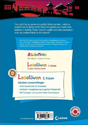 Buchcover und Innenansicht für das Buch: Leselöwen 2. Klasse - Die große Ninja-Prüfung