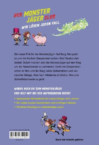 Buchcover und Innenansicht für das Buch: Der Monsterjäger-Club 2 - Spuk auf Burg Alb